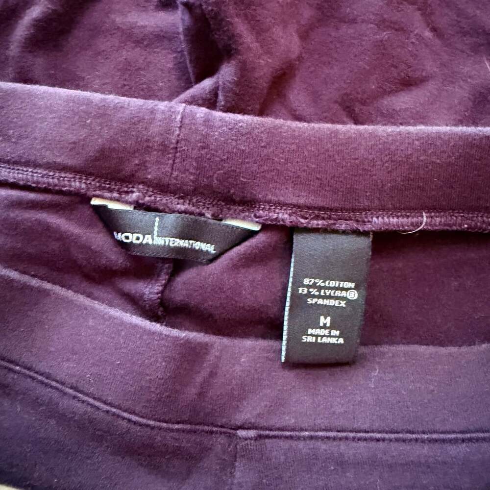 Moda International Leggings Size M Purple Cotton - Picture 3 of 3